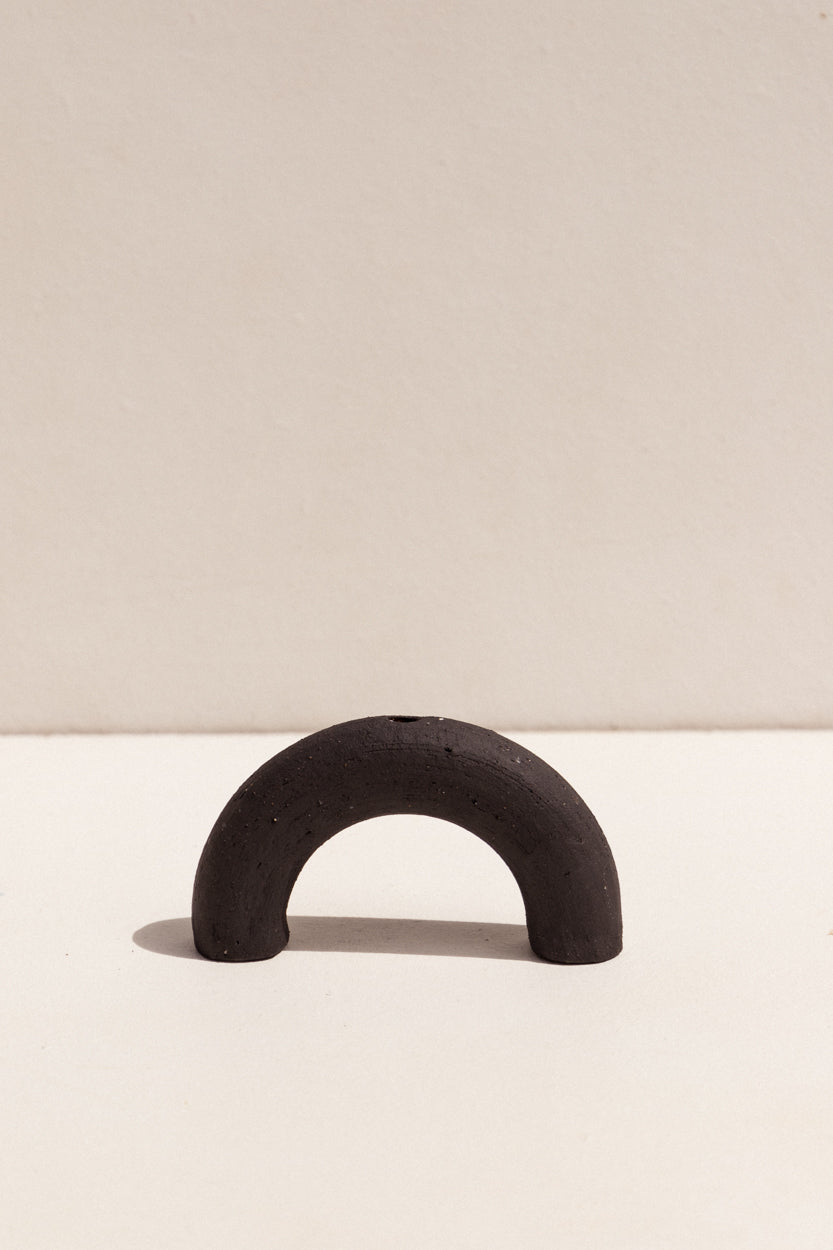 Deborah Sweeney matte black ceramic arc vase on Makers' Mrkt Makers market Melbourne