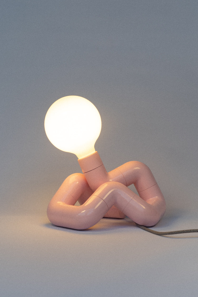 FISCH pastel pink PVC lamp with large globe on Makers' Mrkt Melbourne, Makers Market