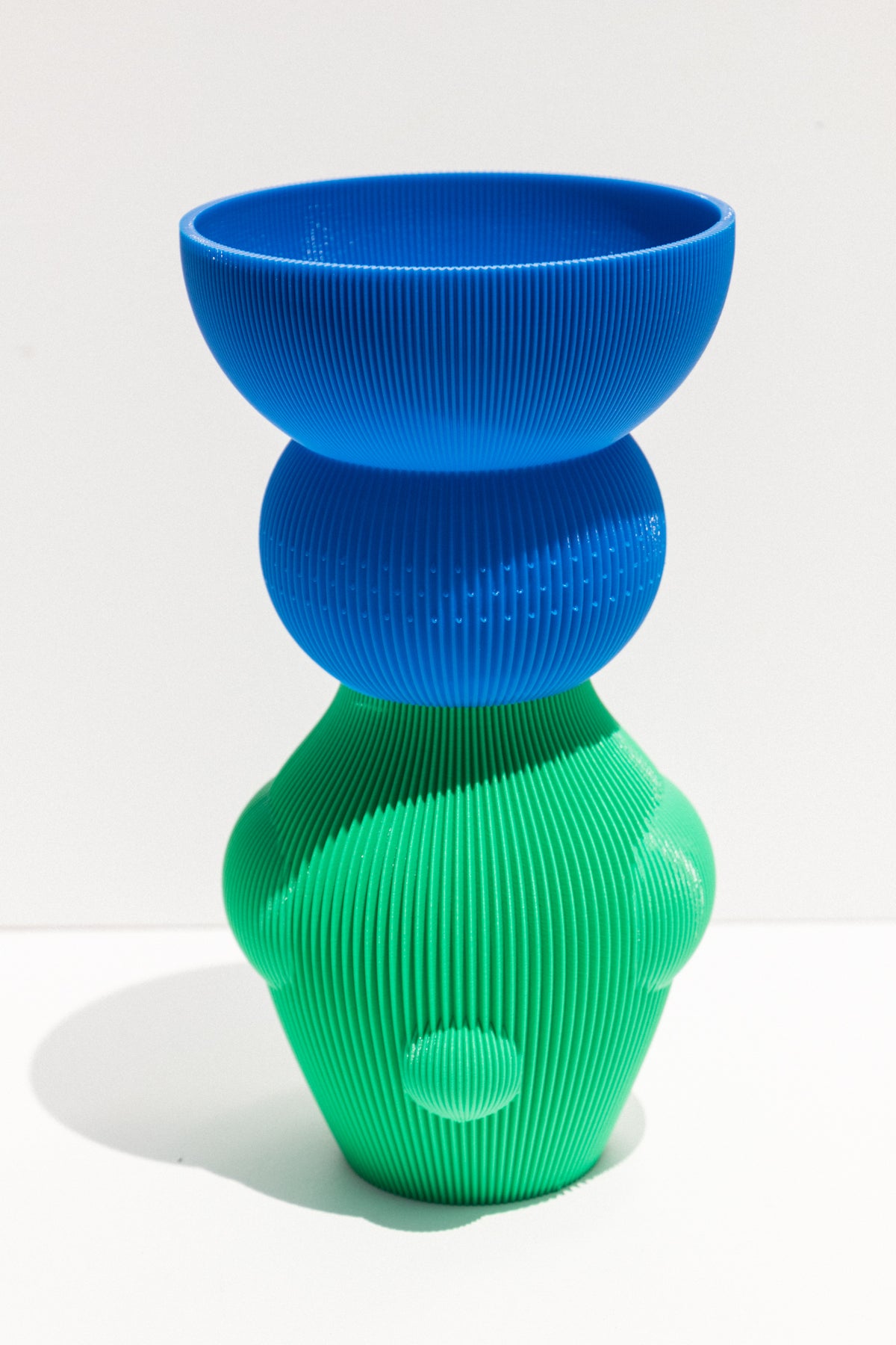 UAU Project 3D Printed L Vase in blue and green on Makers' Mrkt , makers market Melbourne